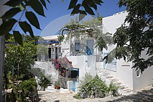 Typical greek island whitewashed house in Tinos, Greece