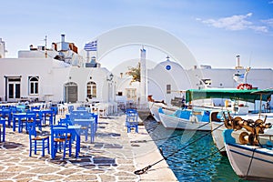 Typical Greek islands, village of Naousa, Paros island, Cyclades