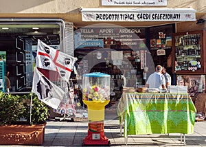 Typical grocery and souvenir shop in Sardinia