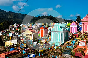 Typical guatemaltese colorful graveyard in Chichicastenango photo