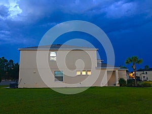 A typical house in Florida at night