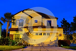 A typical house in Florida at night