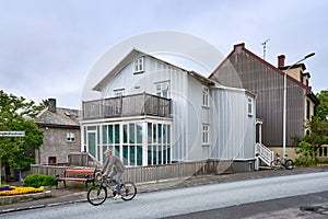 A typical house in the old section of Reykjavik, Iceland with corrugated metal siding