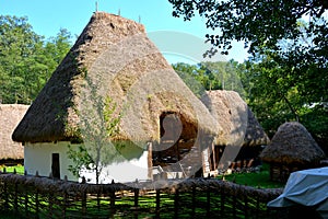 Typical house in Romanian Peasant Museum in Dumbrava Sibiului, Transylvania