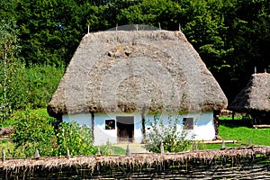 Typical house in Romanian Peasant Museum in Dumbrava Sibiului, Transylvania