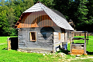 Typical house in Romanian Peasant Museum in Dumbrava Sibiului, Transylvania