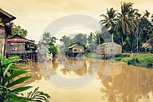 Typical House on the Tonle sap lake, Cambodia.