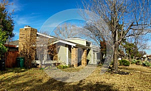 Typical house in typical street in suburban area of Lewisville, Texas