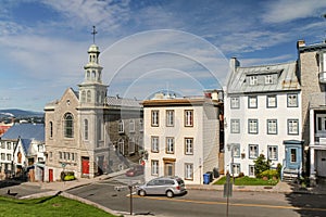 Typical houses and church architecture in Old Quebec