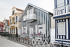 Typical houses of Costa Nova, Aveiro, Portugal. photo