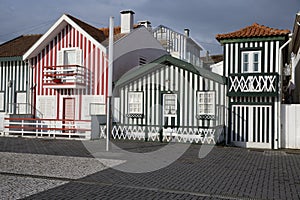 Typical houses of Costa Nova, Aveiro, Portugal.