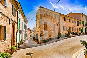 Typical houses at the old town of Alcudia on Majorca island