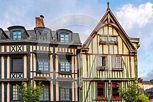 Typical houses in old town of Rouen, Normandy, France