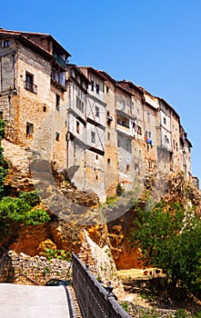 Typical houses on rocks in Frias. Burgos
