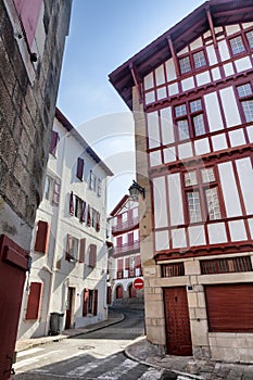 Typical houses in Saint Jean de Luz in Pays Basque, France