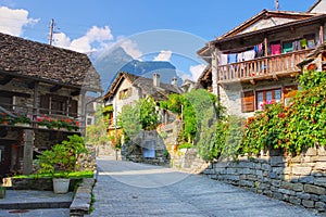 typical houses in Sonogno in the Verzasca Valley  Ticino in Switzerland