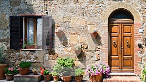 The typical houses of Sovana built with tuff
