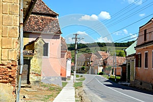 Typical houses in the village church Biertan, Transylvania.