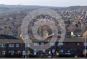 Typical housing estate in UK with blue sky