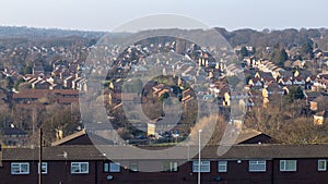 Typical housing estate in UK with blue sky