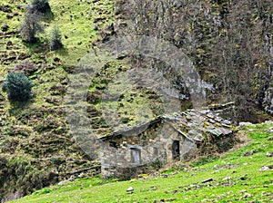 Typical hut near Nieves village, Caso municipality, Redes Natural Park, Asturias, Spain photo