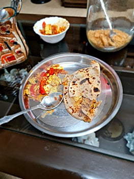 Typical Indin meal served on table