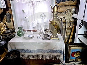 typical interior of a peasant house kitchen