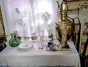 typical interior of a peasant house kitchen