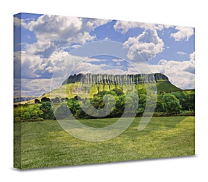 Typical Irish landscape with the Ben Bulben mountain called table mountain for its particular shape