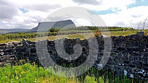 Typical Irish landscape with the Ben Bulben mountain called `table mountain` for its particular shape County of Sligo -