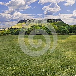 Typical Irish landscape with the Ben Bulben mountain called table mountain for its particular shape county of Sligo - Ireland