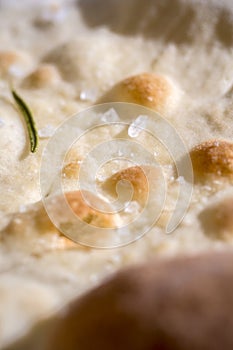 Typical Italian bread starter called Focaccia