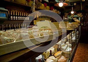Typical Italian cheese shop