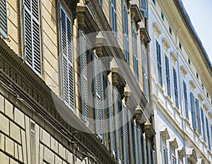 Typical Italian facades in Florence, Tuscany, Italy