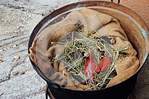 Typical italian tomato sauce to celebrate Virgin Mary holiday. Santo Stefano. Cammino dei Briganti. photo