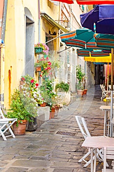 Typical Italian street of Cinque Terre, Italy