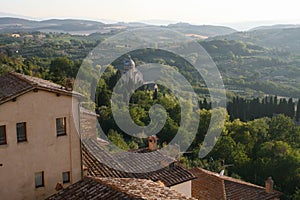 A typical Italian village. Montepulciano. View of the roofs of houses