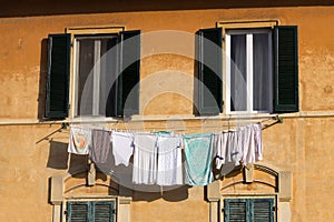 Typical italian windows and building facade