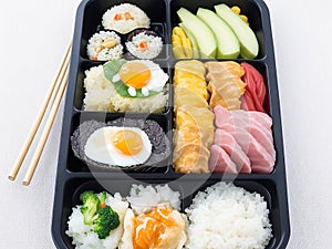 Typical Japanese bento with various fillings