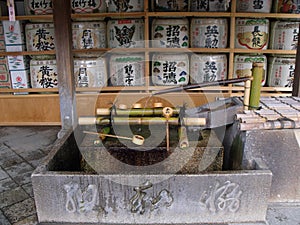 A typical Japanese fountain in a Kyoto temple