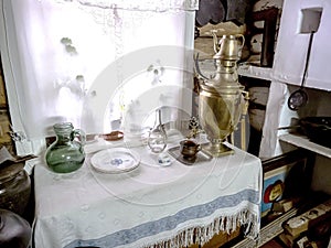 typical interior of a peasant house kitchen