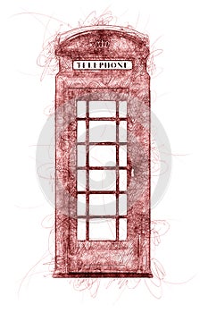 a typical London phone booth ballpoint pen doodle