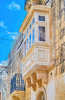 The typical Maltese balcony in Mosta