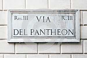 Typical marble street name sign in Rome