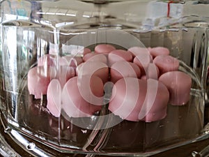 Typical Mauritian pastries: pink Napolitaines.