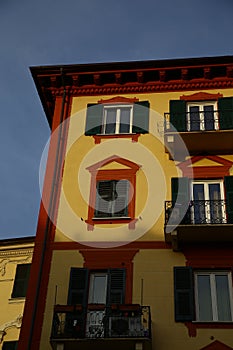 Typical mediterranean facade in the morning