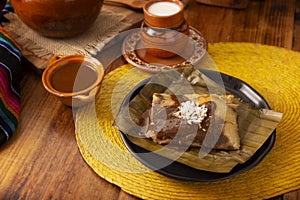 Typical mexican food Oaxacan mole tamale recipe photo