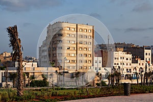 Typical modern old residential houses in center of Casablanca. Morocco