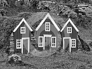 typical with moss covered roof of a house in Iceland for isolation