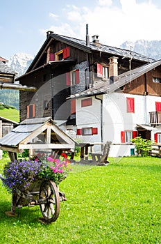 Typical mountain house of the Italian Dolomites